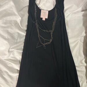 Black Sleeveless Dress with Chain Detail